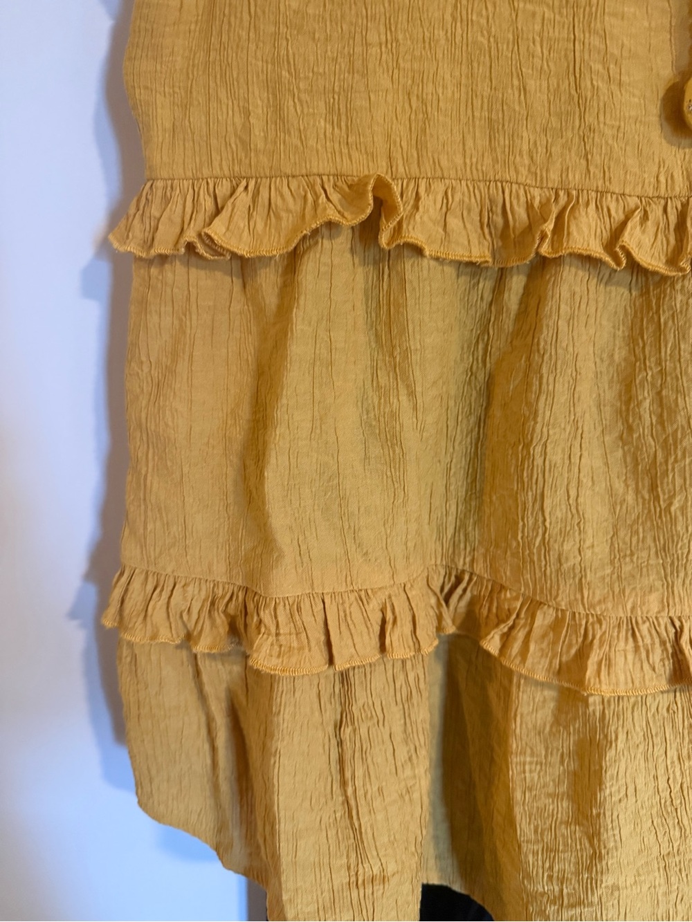 gigio Textured Ruffle Tiered Sleeveless Top - Mustard Yellow - Picture 2 of 4
